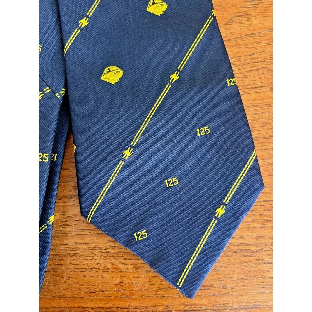 Vintage Toye Kenning & Spencer London 125 Commemorative Tie Navy Blue Gold Royal